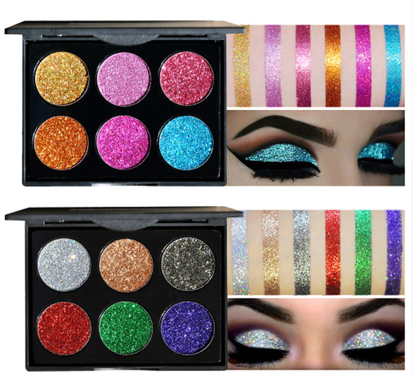 makeup palette diamond glitter color powder eyeshadow palette luminous glitter 6 colors platte highlight color eyeshadow