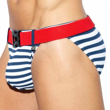 ES Collection Belt Pique Swim Briefs - Sailor S