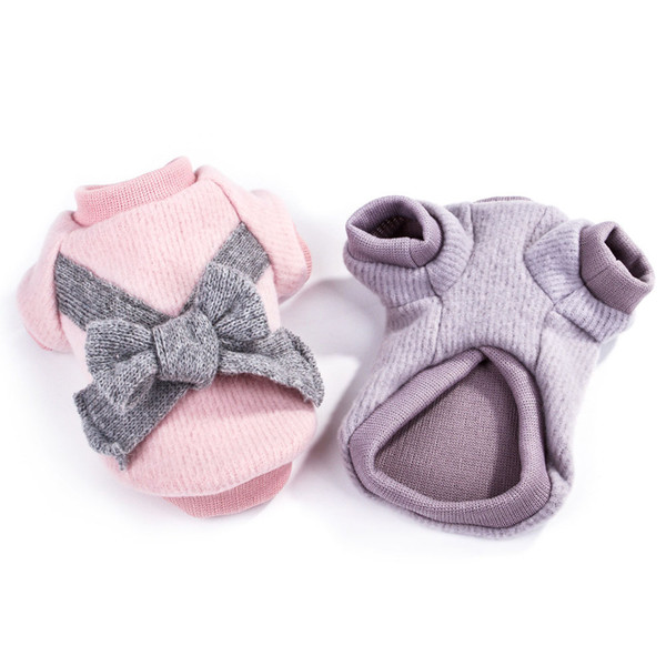 bow pet dog cat knitted sweater sweatershirt winter fleece small dog cotton clothing coat warm pet clothes