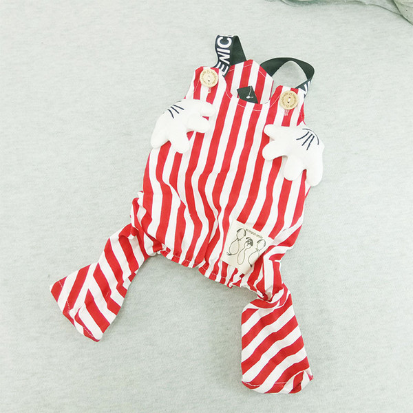Cute Strip Dog Pet Cat Overall Jumpsuit Romper Clothing Chihuahua Summer Small Clothes For Pet Dog Jacket Coat Costume Outfits
