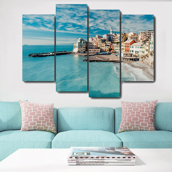 seascape city scenery canvas painting calligraphy prints home decoration wall art poster pictures for living room bedroom