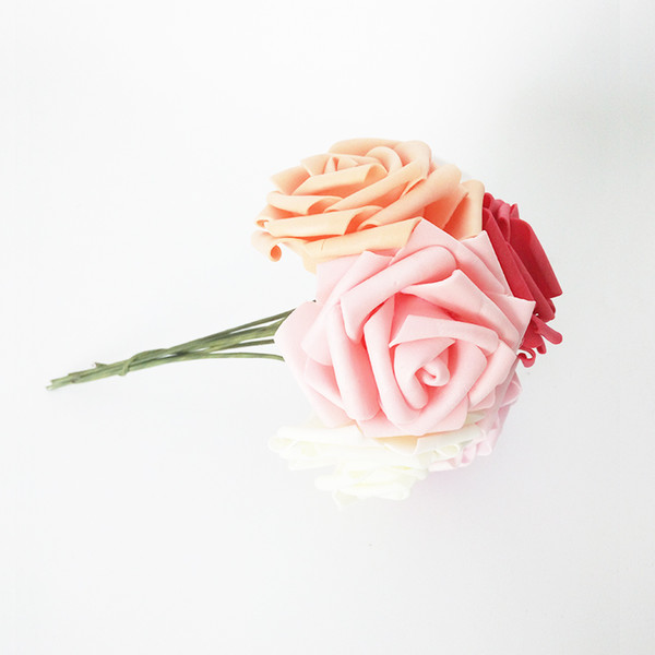 50pcs/lot 8cm pe rose flower branch wedding bridal decoration flower bouquet diy gift rose flower branch decorative wreath