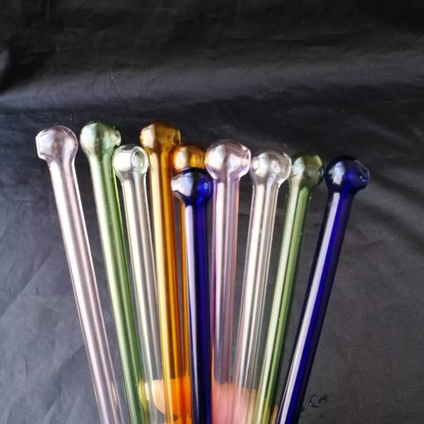 Color round head straw glass bongs accessories , Glass Smoking Pipes colorful mini multi-colors Hand Pipes Best Spoon glass Pipes