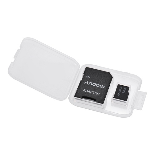 Andoer 64GB Class 10 Memory Card TF Card + TF Card Adapter for Camera Car Camera Cell Phone Table PC Audio Player GPS