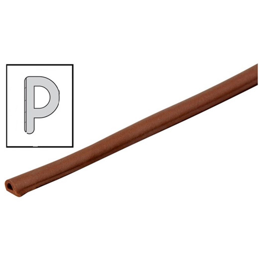 Door & Window P-Profile Draught Excluder, Self Adhesive EDPM Rubber Weatherstrip, Brown x 5 Metres (Pack of 2 x 2.5 Metre)
