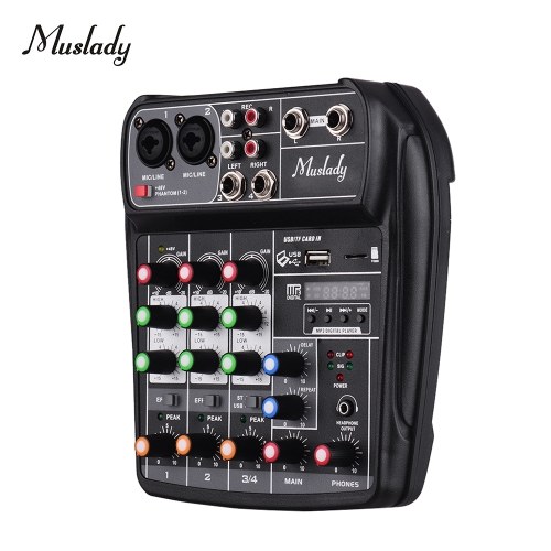 Muslady AI-4 Compact Soundkarten Mischpult Digital Audio Mixer