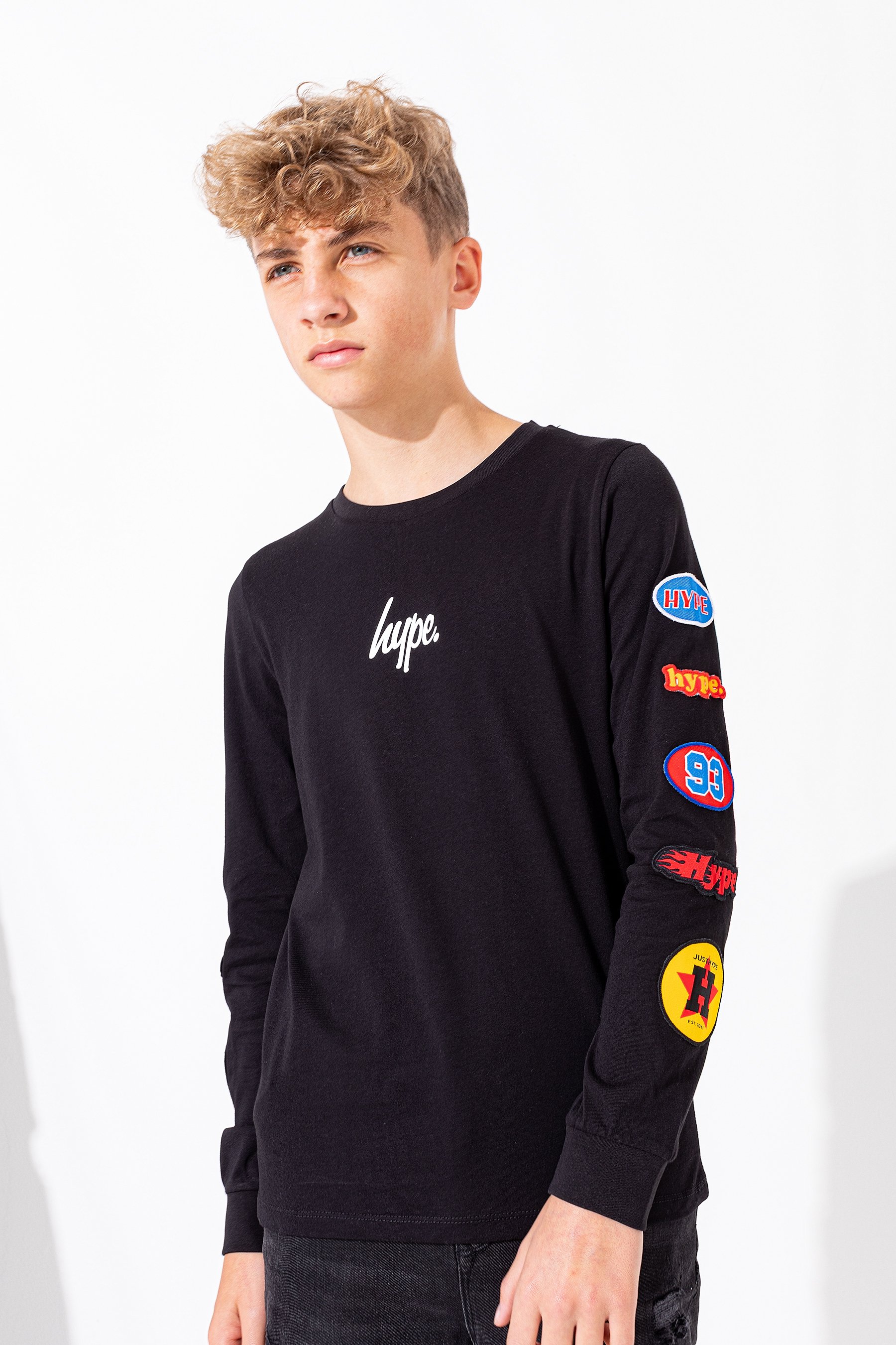 Hype American Oil Kids Long Sleeve Black T-Shirt | Size 9/10Y