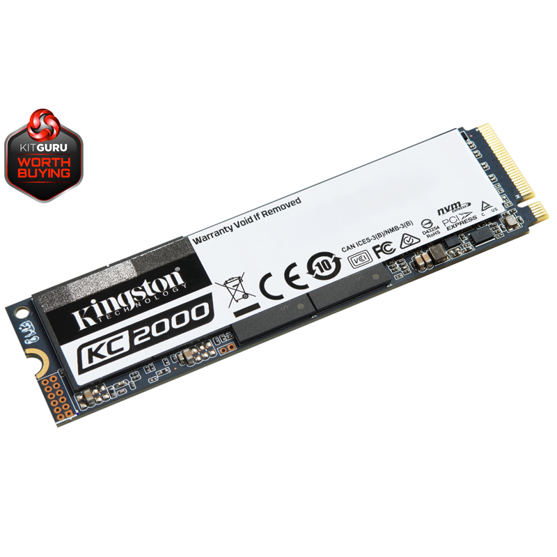 Kingston KC2000 1TB 3D M.2 2280 PCIe 3.0 x4 NVMe SSD - 3200MB/s