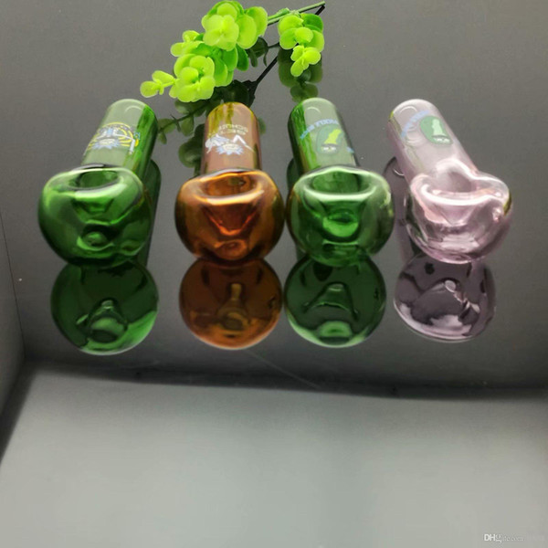 Colored cartoon logo glass pipe Wholesale Glass Water Pipes Tobacco Accessories Glass Ash Catcher
