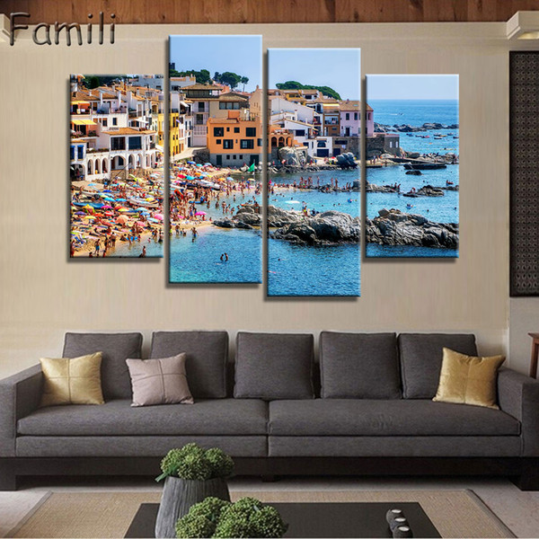 2019unframed fashion 4pcs/set house modern wall art hd picture canvas print canvas painting for living room picture