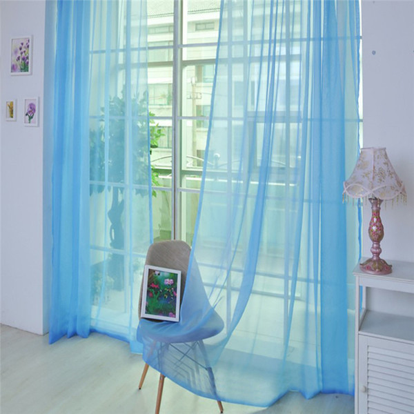 2020 1 pcs curtain pure color tulle door window curtain drape panel sheer scarf valances motor 2020 christmas gift