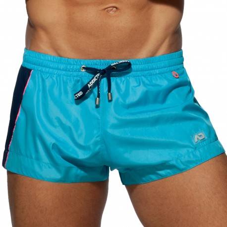 Addicted Racing Side Swim Shorts - Turquoise Blue M