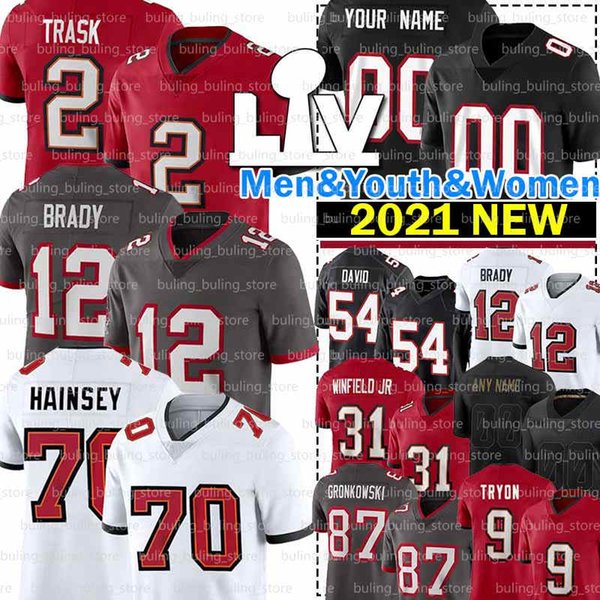 12 Tom Brady Jerseys 2 Kyle Trask 70 Robert Hainsey Rob Gronkowski Joe Tryon Leonard Fournette Lavonte David Mike Evans TampaBayBuccaneersAntoine Winfield