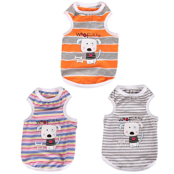 summer printed clothes stripes pet cats dogs vest small dogs cotton sleeveless shirt puppy cotton vests pet clothing