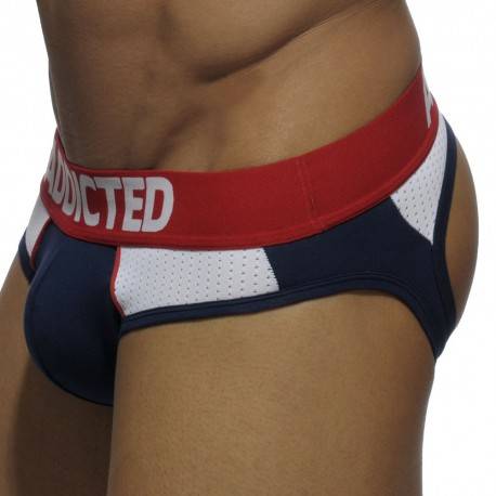 Addicted Combi Mesh Bottomless Brief - Navy - White XS