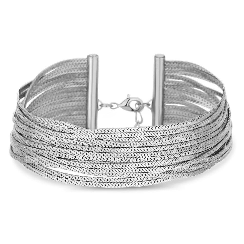 Silver Plated Slinky Multirow Bracelet