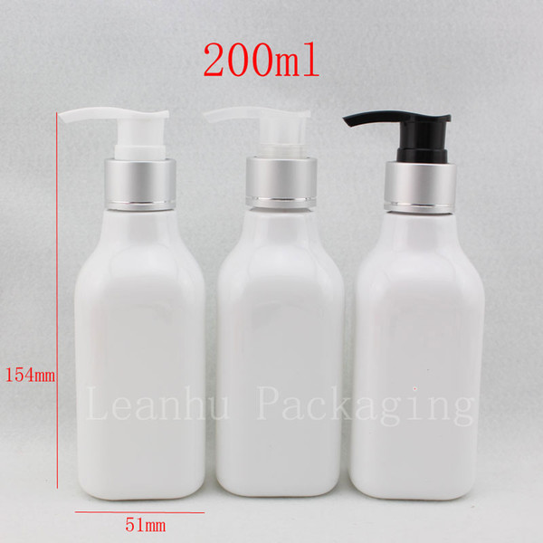 200ml X 30 white square Aluminum cosmetic lotion pump plastic bottle ,empty containers,empty shampoo lotion bottles with pump