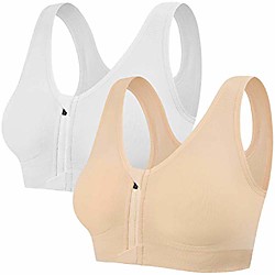 Damen Sport BH Reißverschluss vorne bequem nach der Operation BH High Impact Wireless Sport Running BH Cross Back Support BH mit abnehmbaren Pads Yoga BH für Workout Fitness