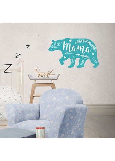 Blue Bear and Letter Print 1sheet Wall Stick