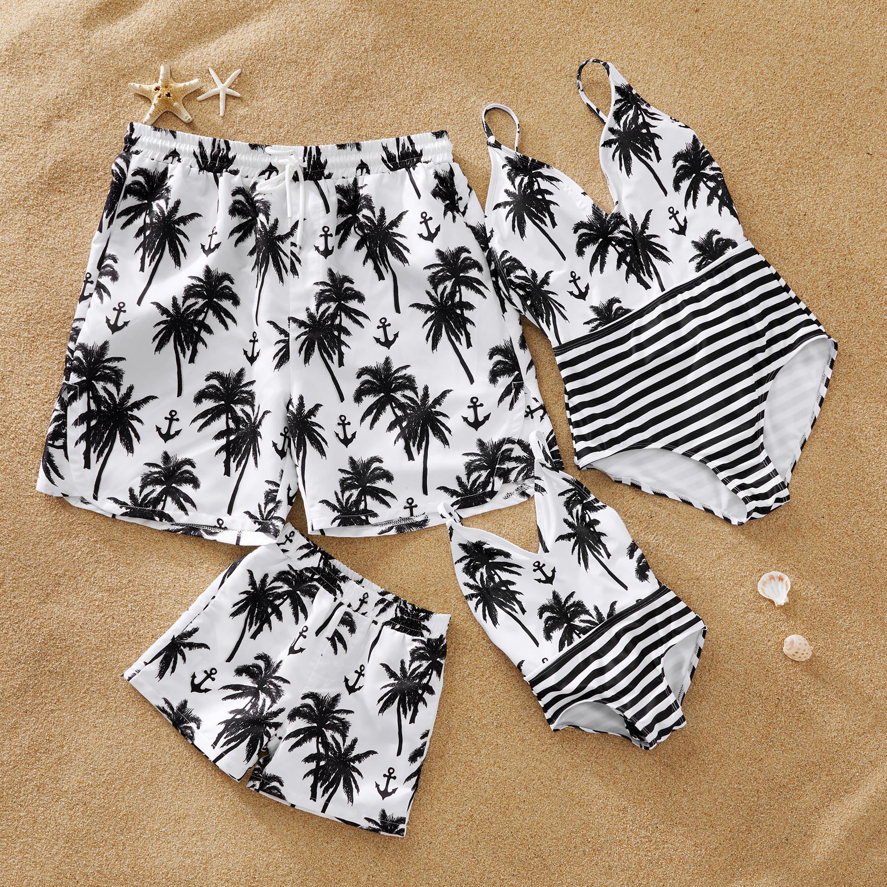 Mosaic Coconut Tree Anchor Mommy and Me Swimwear