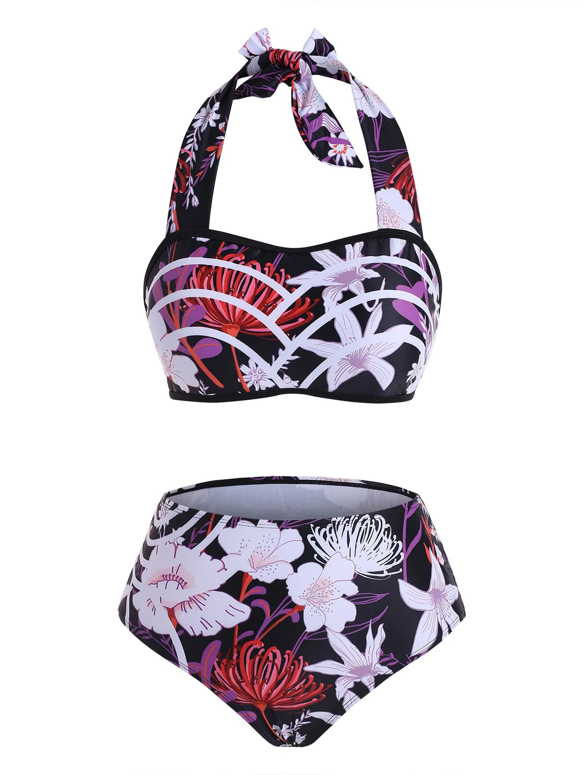 Floral Print Halter Bikini Set