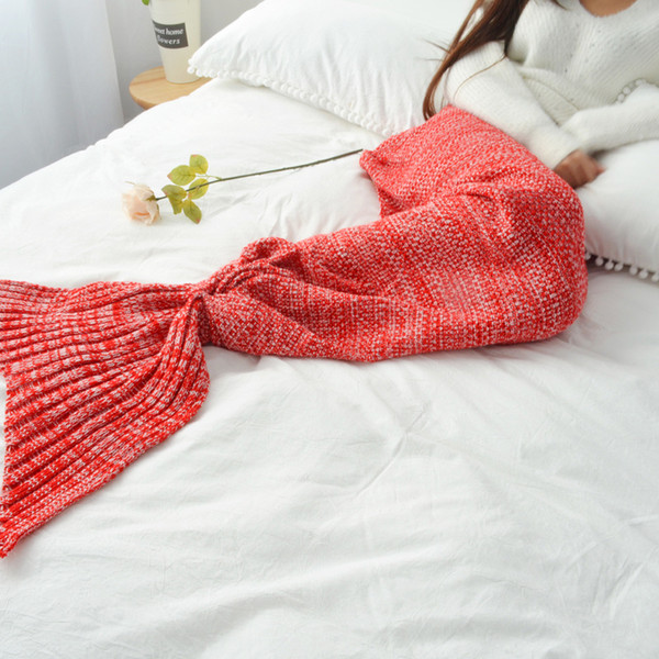 soft knitted mermaid tail blanket crochet handmade sleeping bag for kids birthday christmas gift