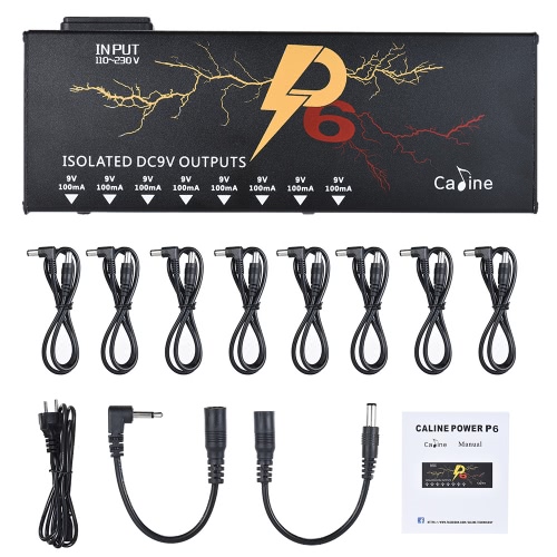 Caline P6 8 Isolated DC 9V Output Guitar Effect Power Supply Station with Short Circuit Protection