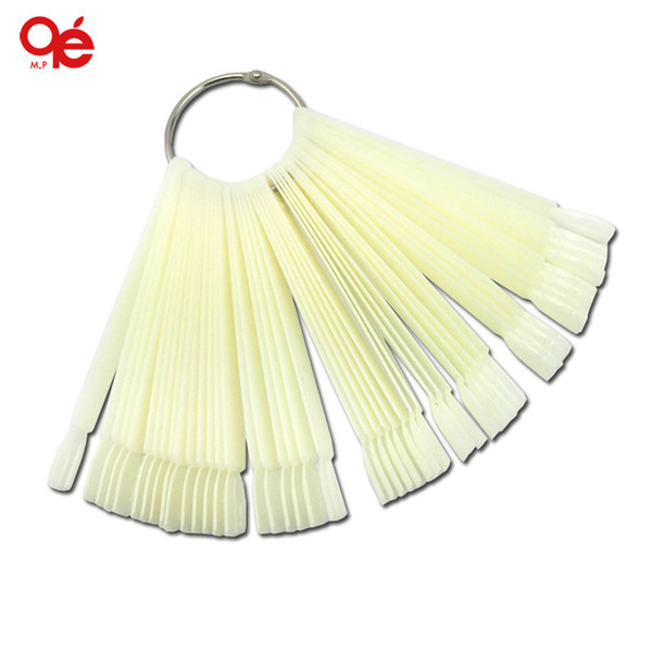 wholesale- sell 50x fan-shaped natural false nail art tips sticks polish display ing