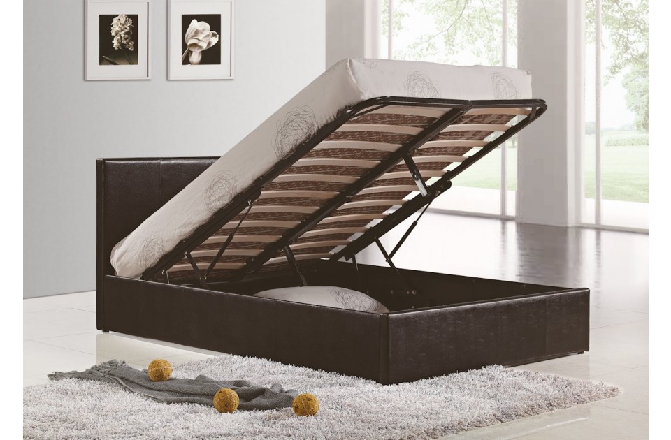 Birlea Berlin Brown Faux Leather Ottoman Bed - Single