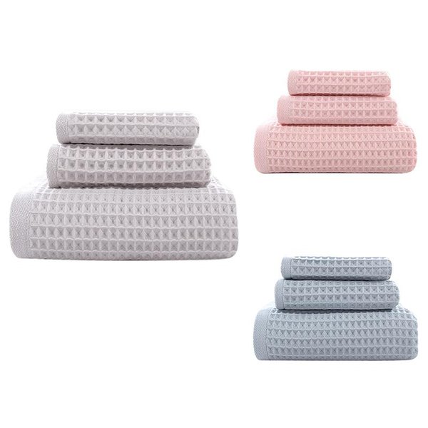 Towel 3-Piece Waffle-Pattern Towels Set Square & Bath For Bathroom