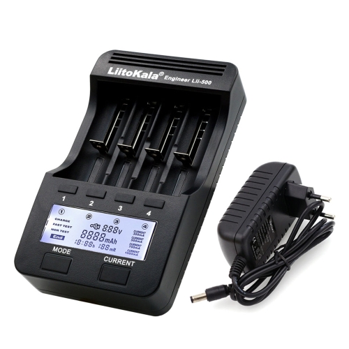 LiitoKala Lii-500 4 Slots LCD Smartest Battery Charger Kit with EU Adapter