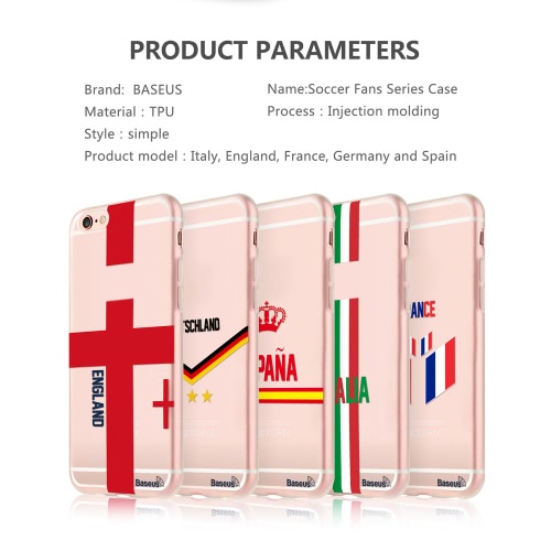 Baseus TPU Phone Case Sport Europe UK / France / Spain / Germany / Italy Soccer Football Fans Protective Cover Shell for 5.5 Inches iPhone 6 Plus 6S Plus Eco-friendly Material Stylish Portable Ultrathin Anti-scratch Anti-dust Durable