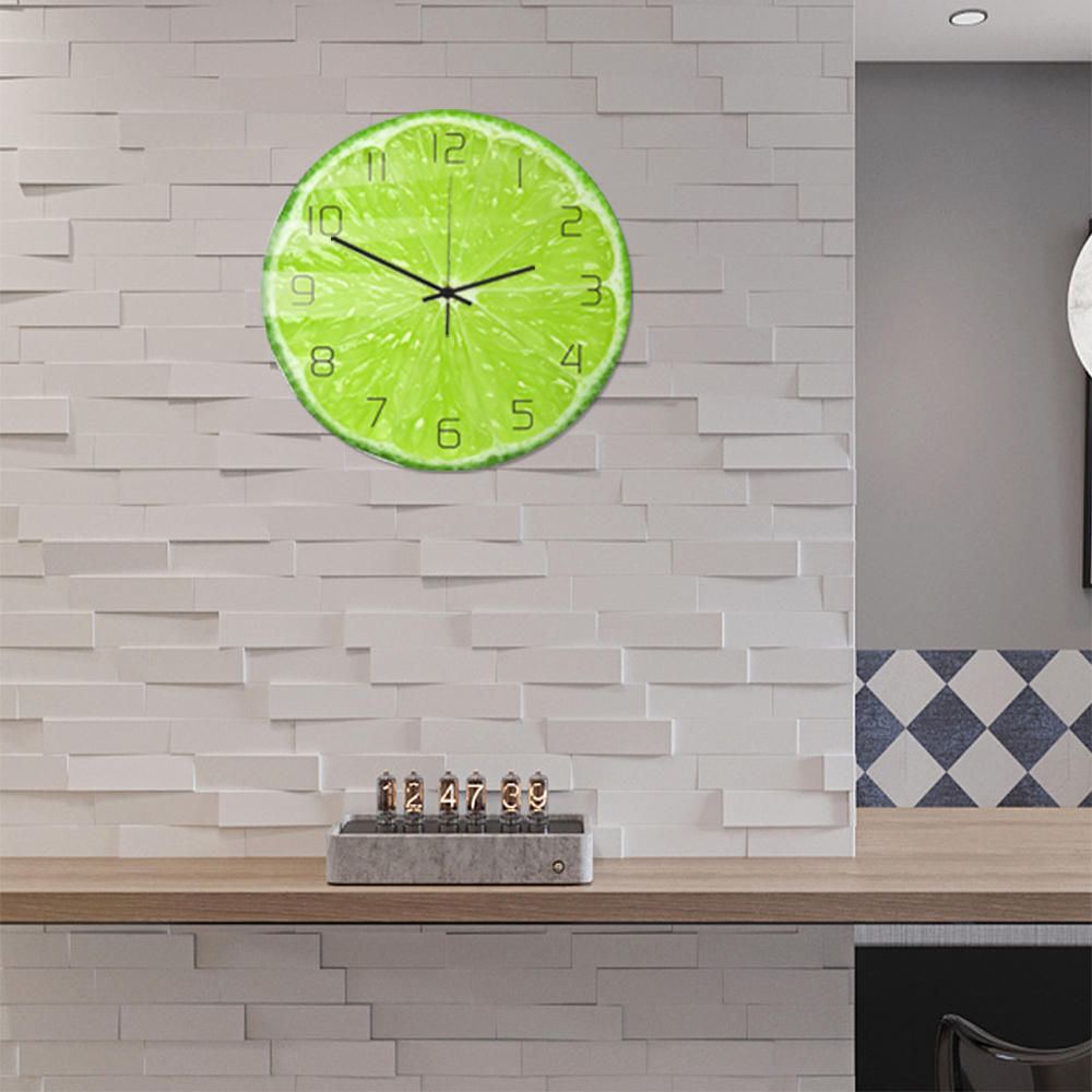 Loskii CC095 Creative Lime Wall Clock Mute Wall Clock Quartz Wall Clock For Home Office Decorations