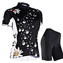 21Grams Women's Short Sleeve Cycling Jersey with Shorts Nylon Elastane Polyester White Black Floral Botanical Bike Shorts Jersey Padded Shorts / Chamois Waterproof Breathable 3D Pad Ultraviolet