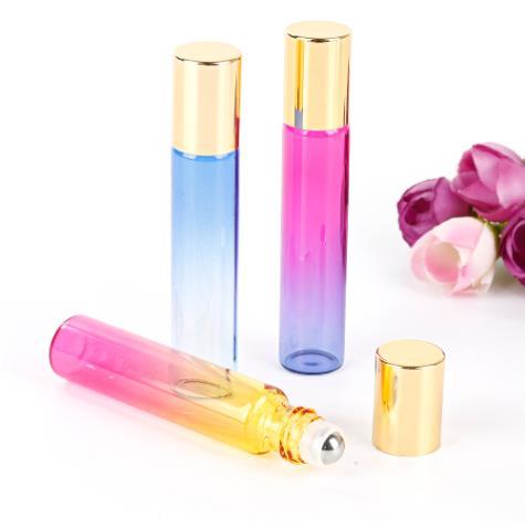 10ml gradient color glass empty perfume bottle roller ball travel perfume glass bottle use necessaries durable