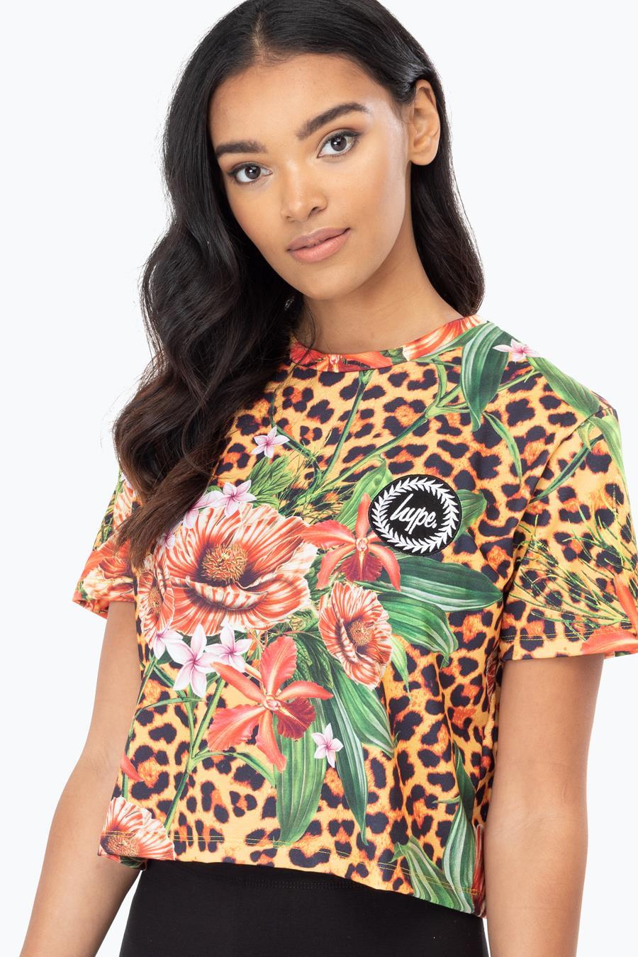 Hype Jungle 23 Womens Crop Multi T-Shirt | Size 10