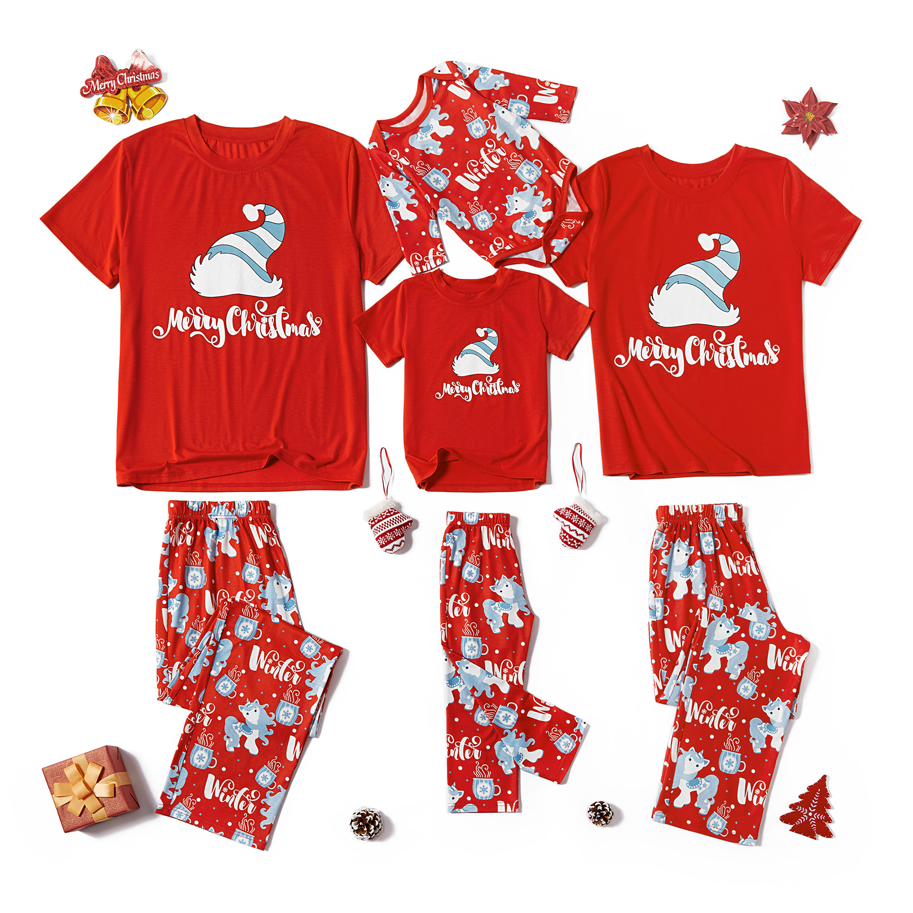 Merry Christmas Unicorn Family Matching Pajamas Sets