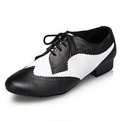 Men's Dance Shoes Modern Shoes Ballroom Shoes Sneaker Splicing Thick Heel Black / White