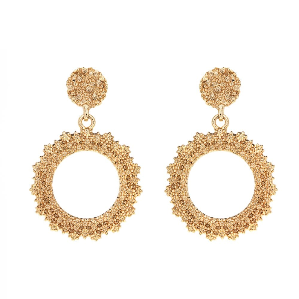 Gold Plated Texture Double Drop Earrings