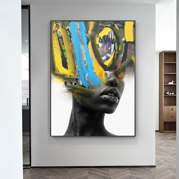 abstract portrait with landscape canvas painting posters and prints wall art pictures for living room home decor (no frame)