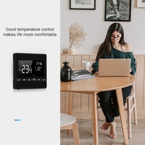 MEIH 85-250V Wi-Fi Smart Thermostat Wöchentlich programmierbarer Thermostat APP-Steuerung Hintergrundbeleuchtung LCD-Kessel Heiztemperaturregler Überhitzungsschutz Frostschutzfunktion ℃ / ℉ Umschaltbar