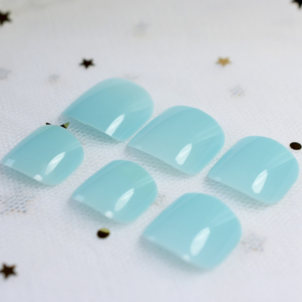 foot false nail fake nails fashion toenails baby blue false toe nails acrylic french short full fake for toes