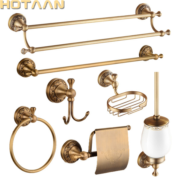 solid brass bathroom accessories set,robe hook,paper holder,towel bar,towel ring,bathroom sets,ht-812600-t