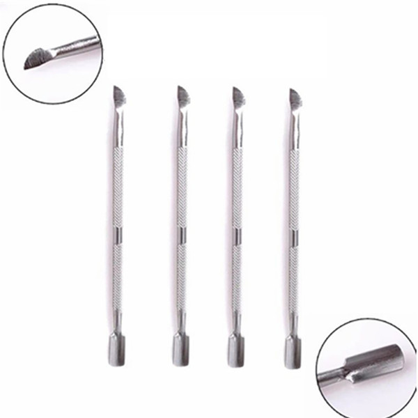 1 pc stainless steel double heads nail cuticle pusher scraper nail polish remover cleaner manicure pedicure tools art tools