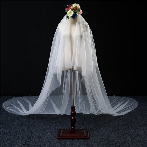 Beauty White 6 Meters Long Tulle Bridal Veils Bridal Headwear Bridal Wraps Wedding Accessories F714127