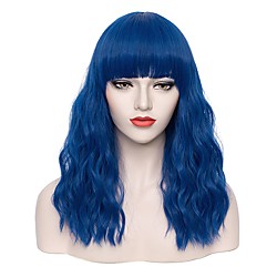 perruques bleues pour femmes perruque bleu marine perruque longueur épaule avec frange perruque bleu marine pour femmes Lightinthebox