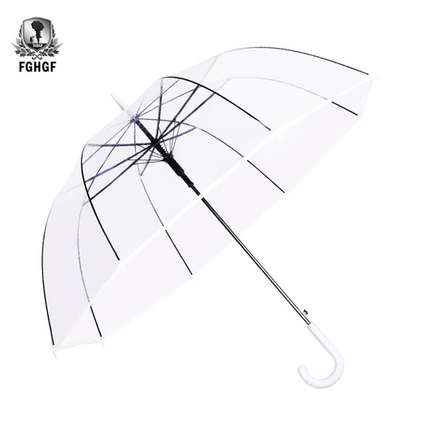fghgf fashion long handle 8k transparent umbrella female male rain women men automatic creative rainy clear big bumbershoot