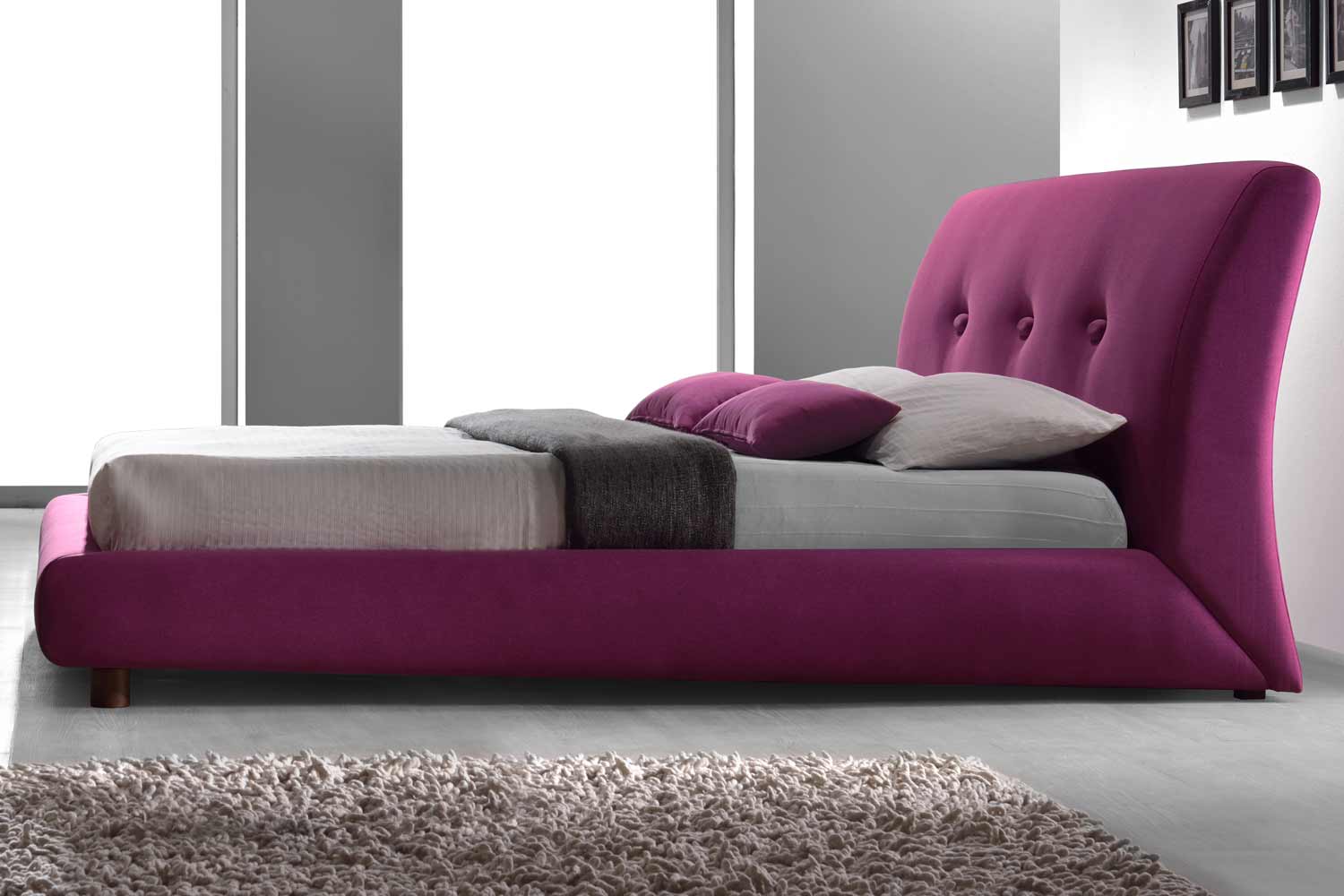 Time Living Sache Fabric Bed Frame - Ruby Pink - King Size