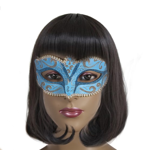 Festnight Luxury Sexy Plastic Half Mask Halloween Masquerade Ball Mask with Glitter Lace Decoration
