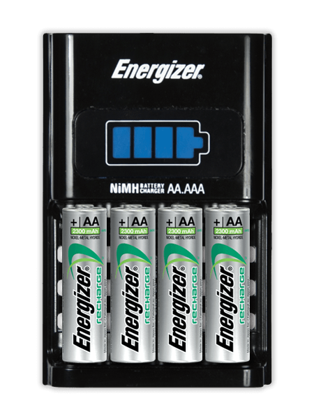 Energizer 1 Hour AAA and AA Battery Charger with 4 x AA Rechargeable Batteries 2300mAh